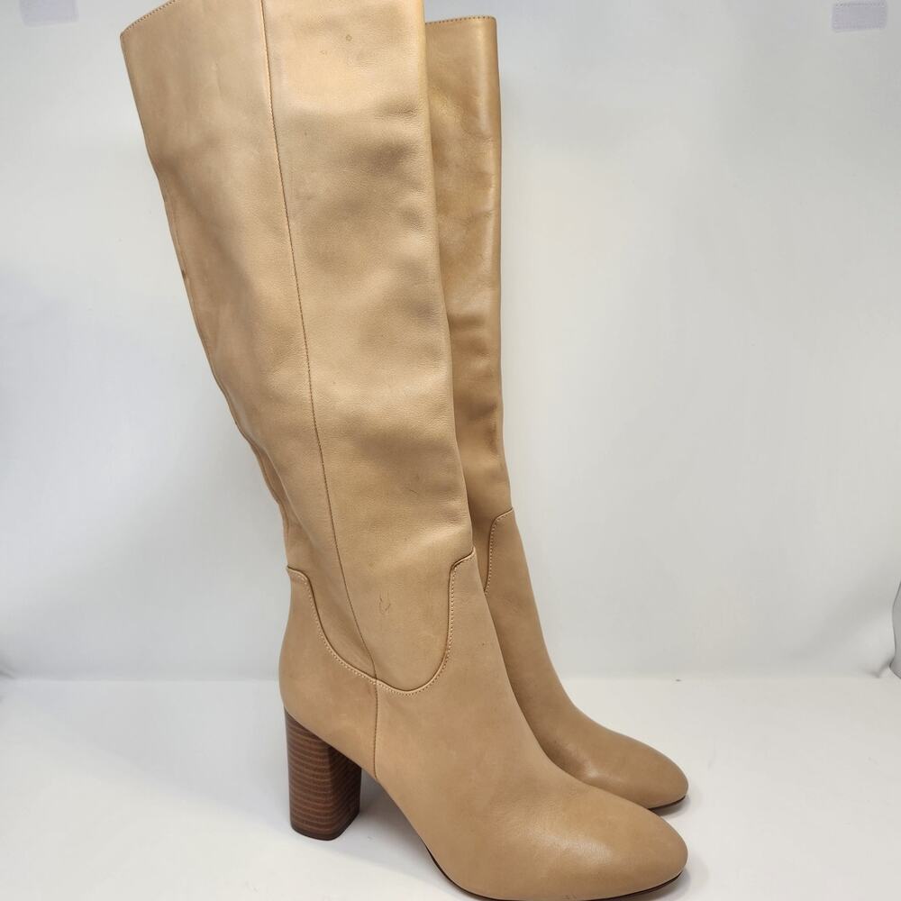 Gibson Latimer Alexis Tan Leather Knee High Block Heel Boots Women Size 9.5M